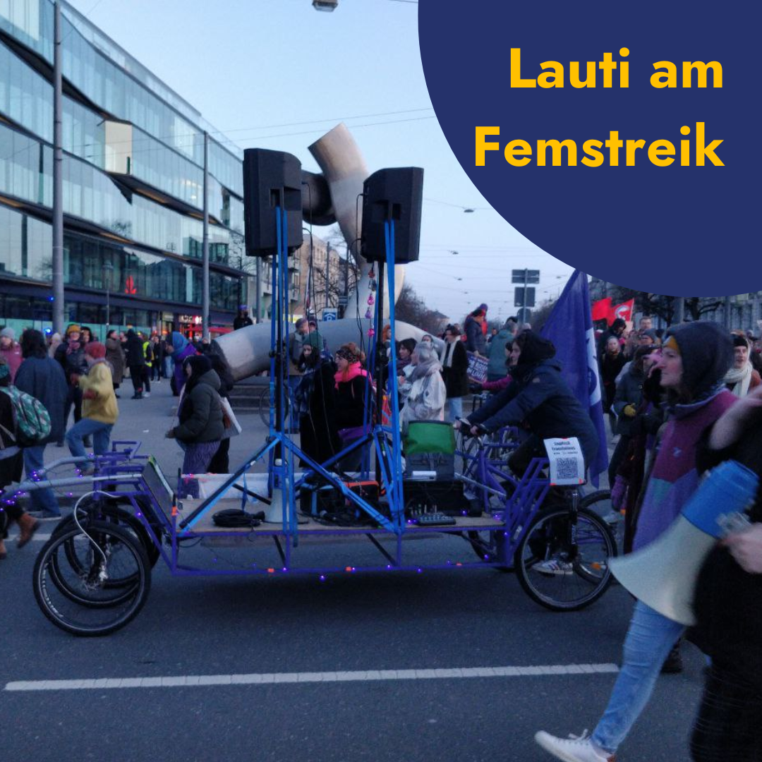 Das Lastenrad als Lautsprecherfahrzeug auf einer Demonstration